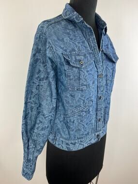 Isabel Marant Etoile Blue Cotton Linen Blend Brocade Denim Jacket Size 36